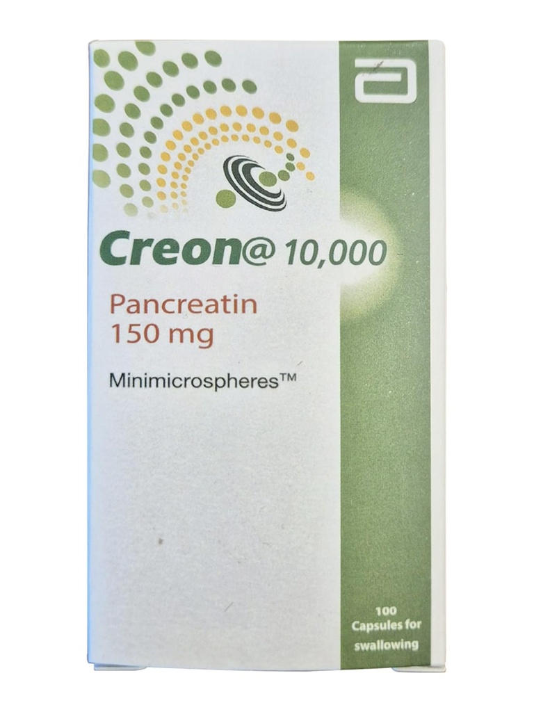 UPAX Creon 10,000 Pancreatin 150mg – Digestive Enzyme Supplement with Lipase, Protease & Amylase – Supports Healthy Digestion & Nutrient Absorption – 100 Count