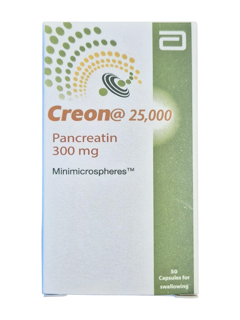 UPAX Creon 25,000 Pancreatin 300mg – Digestive Enzyme Supplement with Lipase, Protease & Amylase – Supports Healthy Digestion & Nutrient Absorption – 50 Capsules