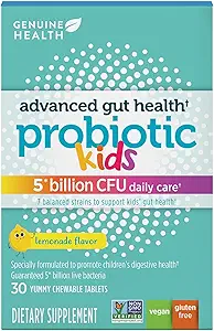 Ægte sundhed Kid 's daglige probiotika, hjælper med at fremme fordøjelsesmæssige sundhed & immunrespons, Multi- stamme formel, Lemonade Flavor, 30 tyggetabletter