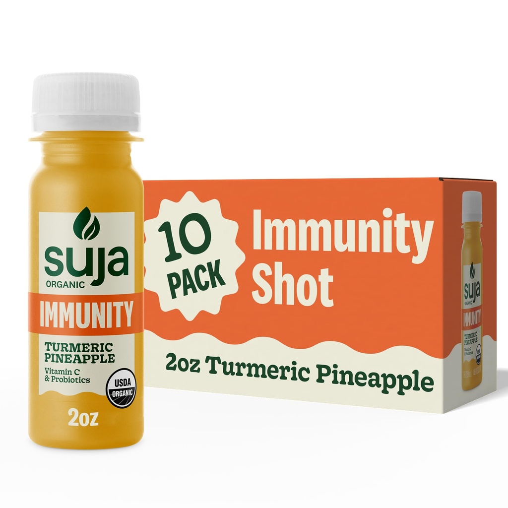 Suja Organic Immunity Defense Shot (10 Pack) with Turmeric and Ginger | Immunity Boost & Support | Functional Shots | Cold-Pressed Juice with Live Probiotics | Plant-Based & Gluten-Free (10 Pack)