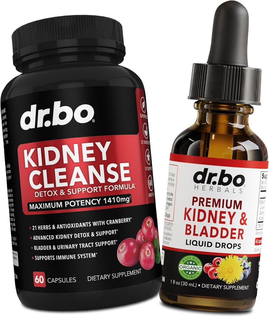 Nyre Rengøring Detox Support & Brege Health Drops - Økologisk Nyre Blege Kosttilskud Drops & Pills Juniper Berry Cleavers Danelion Cranberry - Nyrer Nyre & Urinstof Kosttilskud