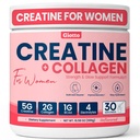 Giotto Creatine for Women, Micronized Creatine Monohydrate Powder with Collagen BCAAs and Electrolytes, Support Glute Gains, Lean Muscle, Energy Recovery & Hydration, Unflavored, 30 Servings