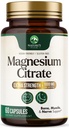 Magnesium Citrate 1000mg - Høj Absorption Magnesiumtillæg understøtter muskel, ben, nerve & hjerte sundhed - Ekstra styrke Magnesio Complex piller - Non- GMO, Premium Energy Formel - 60 kapsler