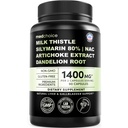 Milk Thistle Supplement w/ NAC, Artichoke & Dandelion – Liver Support Supplement & Gallbladder Supplements in One – Liver Detox – Milk Thistle & Liver Care Supplements – 90 Vegan Capsules, Pack of 1
