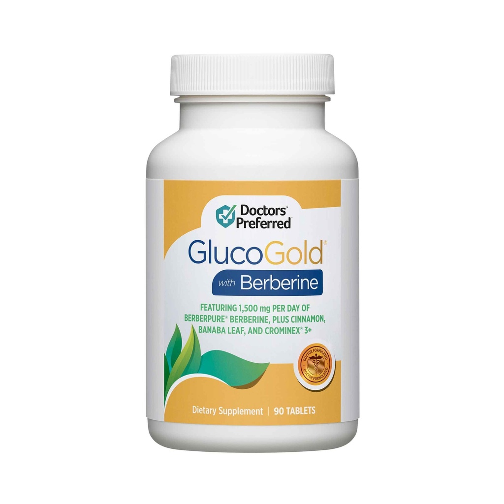 DOCTORS 'TILBEREDT GlucoGold med berberin, koncentreret kanel, chrom, Banaba Leaf Extract (90 tabletter)