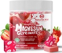 Magnesium Glycinat Soft Chews, Strawberry Flavor. Chewable Sugar Free Kalium Magnesium Chews med Magnesium Glycinat, D-vitamin, B6, og CoQ10 for rolig support og søvn for voksne, 60 dages forsyning