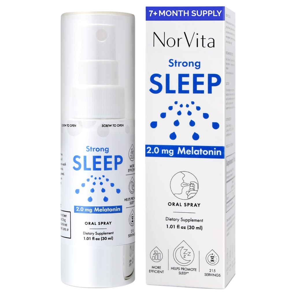 Melatonin Sleep Spray 2 mg (215 Servere) - Flydende Melatonin Spray til søvn, Fast- Fungerende Sublingual Formel, understøtter sund søvn - Vegan, GMO- fri, Melatonin Spray til voksne