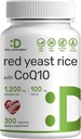 Deal Supplement Red Yeast Rice 1,200mg Per Servering med CoQ10, 300 kapsler - Antioxidant Support - Pure Montex Purpureus Powder Source - Citrinin Free, Non- GMO