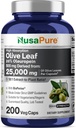 NusaPure Olive Leaf 20% Oleuropein 50: 1 Extract, 500 mg svarende til 25. 000 mg 200 Veg Caps Velegnet til vegetarer og Veganere, Non- GMO