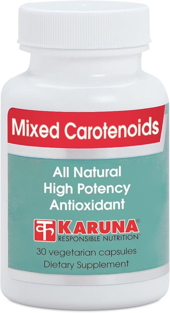 Karuna Mixed Carotenoids | 30 Vegetarian Capsules | Alpha- and beta-carotenes, Lutein 5mg, lycopene 2.5mg, zeaxanthin 246mcg, and cryptoxanthin 8mcg | Comprehensive antioxidant Formula