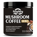 Mushroom kaffe, 10 Mushroom ekstrakt Powder Blend Lions Mane, Reishi, Chaga, Cordyceps, Tyrkiet Hale, Brain Kosttilskud med Instant Coffee for Energy, Focus, Hukommelse og Immunitet 150g
