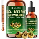WELBUDA 10in1 Maca Root Liquid Drops with Ashwagandha, Fenugreek, Beet Root and L-Arginine Liquid, Fenugreek and More - Support Energy, and Digestive Health - 1 FL Oz - 60 Day Supply