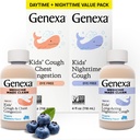 Genexa Kids 'Clean Day & Night Hough Medicine, Dye Free, 0% kunstige tilsætningsstoffer, Børne Hough, Bryst Congestion, Runny Næse & Nysen Relief, Age 6 +, Økologisk Blåbær Flavor, 8 fl oz (2 Pack)