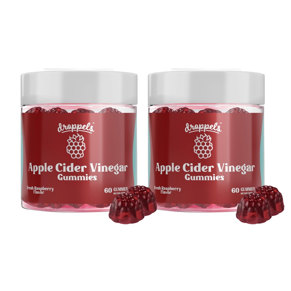 Droppels Apple Cider Vincious Gummies 1000mg med Beet Root & Pomegranate Dex124; Non- GMO, Vegan- Friendly, Gluten Free Dex124; Understøtter fordøjelse, Metabolisme, Energi & immunforsvar
