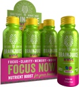 BrainJuice Kids Brain & Immunsupport Shot, Gluten Free Supplement Shots for Energy, Fokus, Immunitet med D-vitamin, C, B, Alpha GPC & Organic Ginger Root, Age 5 +, Dragon Berry, 2,5 fl oz, 12 Pack