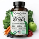 Pomona Wellness Super Green Supplement, fuld af superfood vitaminer og mineraler, Frugter & Vegetabilske, Grønne pulver til bloating og fordøjelse, Gut Health, USDA Organic, non-GMO, 60 tabletter