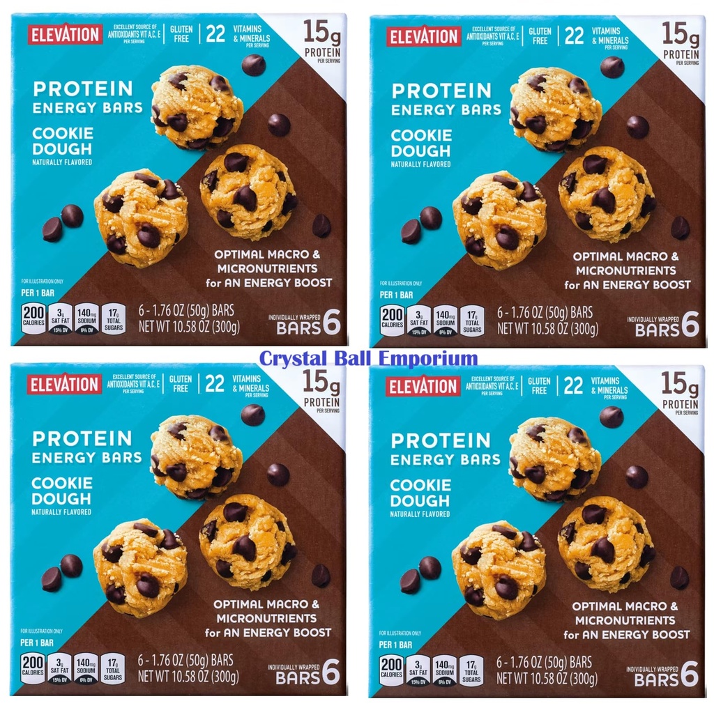Generic DELICIOUS Gluten Free Cookie Dough Protein Energy Bars, 4 Boxes, 32 Total Bars