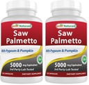 Best Naturals Saw Palmetto 10:1 Extract Prostate Supplements for Men - 120 Capsules - Made with Pygeum Bark 4:1 Extract & Pumpkin Seed Powder (Pack of 2)