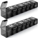 2 Pack Extra Stor Ugentlig Pill Organizer, BPA Free Pill Box 7 Dag med XL Segment for Fish Oils, Rejsevenlig Medicin Organizer Pill Case for Vitaminer, Kosttilskud