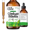 Wild & Organic Ginkgo Biloba Extract Drops - Brain & Focus Support - Flydende Ginkgo Biloba Kosttilskud - Vegan, Sugar & Alcohol- Free Herbal Tinktur - 4 fl oz