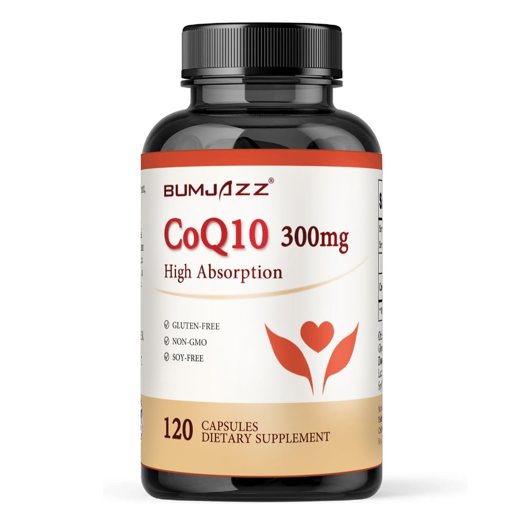 CoQ10 300mg - 120 kapsler - Høj absorption - ikke- GMO - Gluten- fri - Coenzym Q10 - CoQ10 kapsler