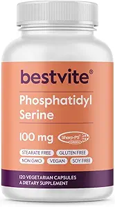 BESTVITE phosphatidylserin 100 mg per kapsel (240 vegetariske kapsler) (120x2) med Sharp-PS ® Green - Patenteret og klinisk testet - Stearate Free - Soy Free - Gluten Free - Vegan - Ikke GMO