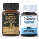 12 PPM Molecular Hydrogen Tablets & Digestive Enzymes with Probiotics and Prebiotics | Daily Wellness & Digestive Routine | 2 Items