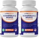 Vitamatic Acidophilus Bifidus 25 Billion DR Capsule - 60 Count - Digestive Support - Made with Prebiotic Inulin Fiber (Pack of 2)