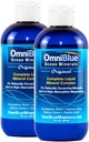OmniBlue Ocean Minerals - 70 + Trace Minerals & Liquid Magnesium - Kalium, Chloride - Lavnatrium - Naturlig støtte til søvn, fordøjelse, regelmæssighed, hydrering og elektrolytbalance (2-Pack 8oz)