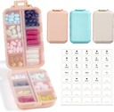 3 Pack, 14 GRIDS Travel Pill Organizer Box med etiketter - Travel Medicine Case Kit - Pocket Daily Pharmacy Container - Travel Medication Holder Dispenser for Fish Oil Vitamin Supplement Storage