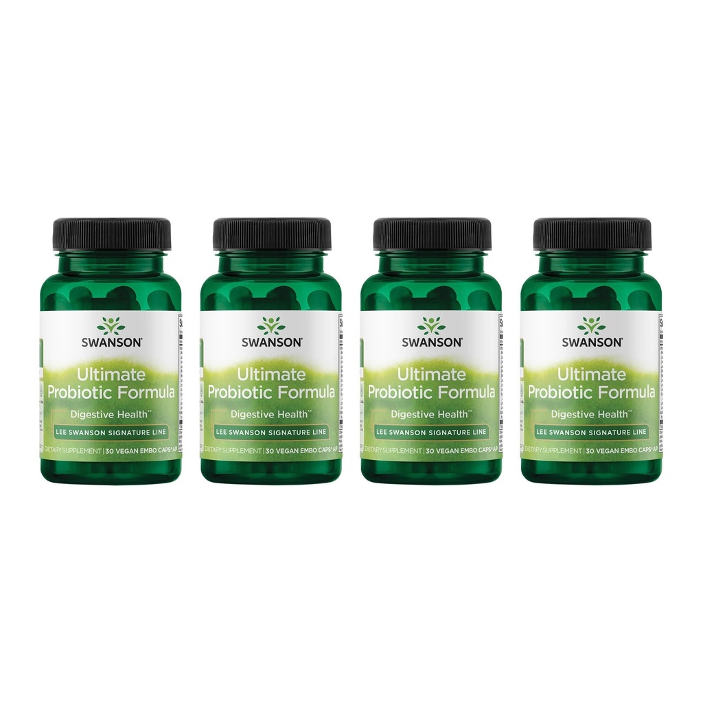 Swanson Ultimate Probiotic Formula Digestive Health Immune System Support 66 Billion CFU Prebiotic NutraFlora scFOS 30 DRcaps Veggie Capsules (Caps) (4 Pack)