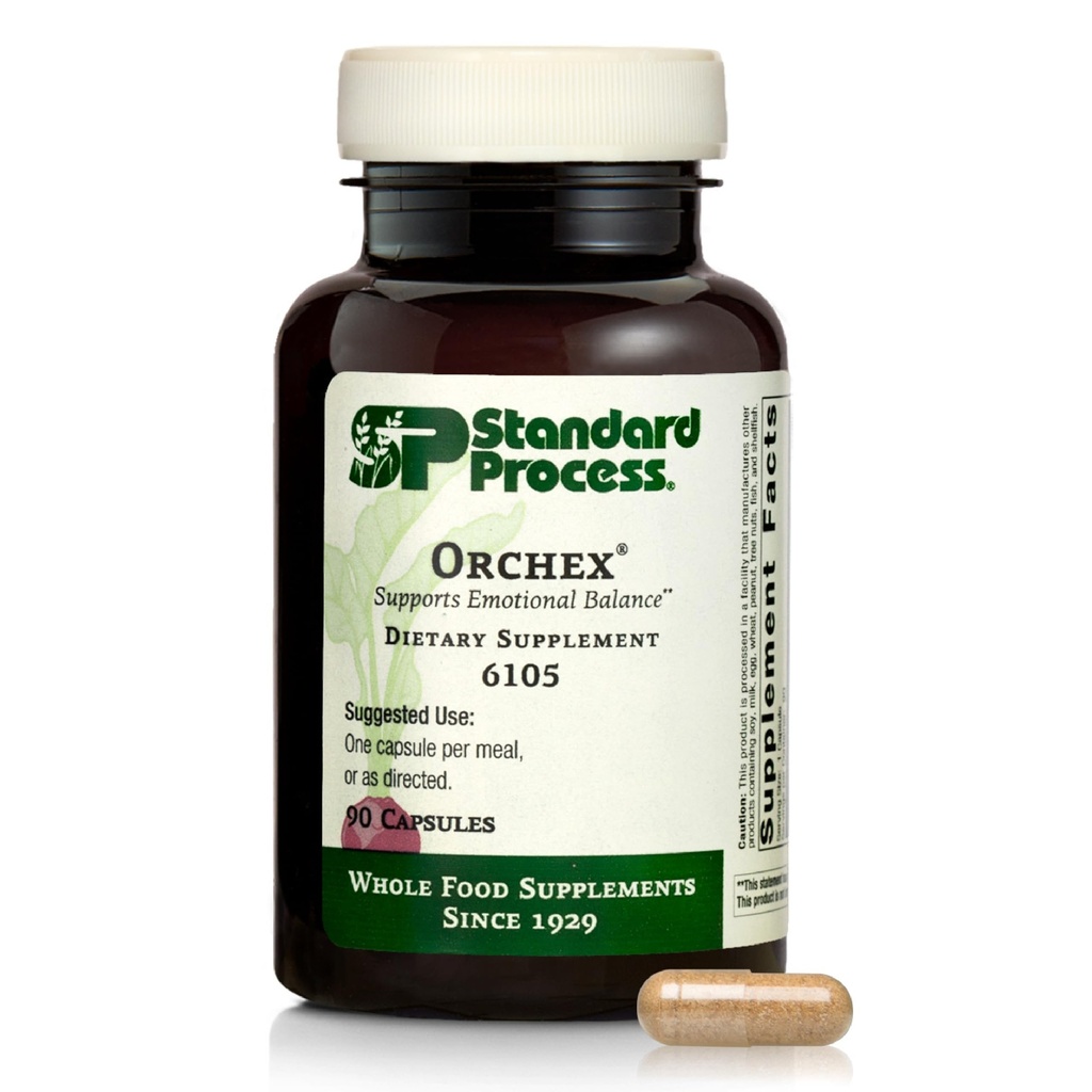 Standard Process Inc. Orchex - Whole Food Nervesystemet Kolesterol, Mental Klarhed og Følelsesmæssig Support med Soy Protein, Ascorbic Acid, Calcium Lactat, Hvede Germ - 90 Kapsler