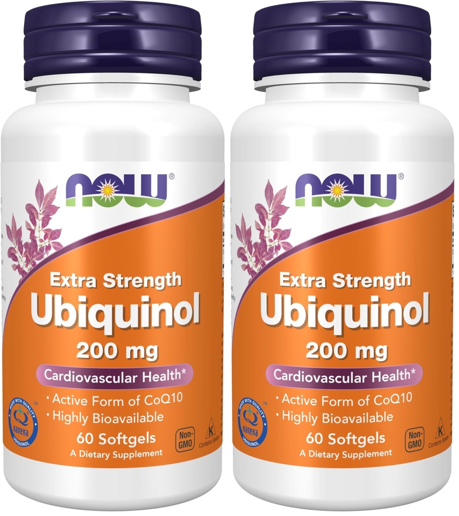 Now Supplements, Ubiquinol 200 mg, High Bioavailability (The Active Form of CoQ10), 60 Softgels (Pack of 2)
