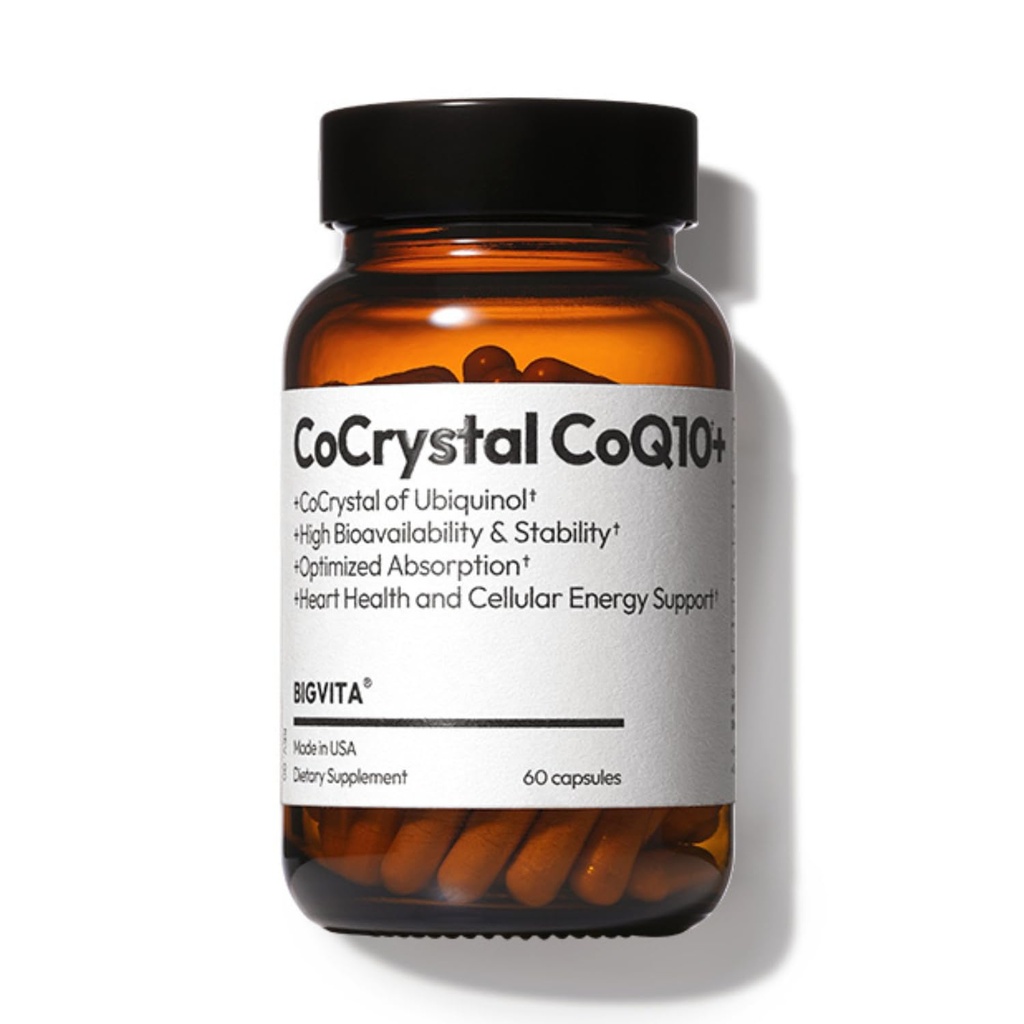 BIGVITA CoCrystal CoQ10 + 120 mg Ubiquinol – Ultra-Absorption Formula with PQQ, SOD & BioPerine – Supports Heart, Energy & Cellular Vitality – 60 Capsules - 2 Month Supply