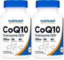 Nutricost CoQ10 200mg, 60 Vegetarian Capsules, 60 Servings - High Absorption, Vegetarian, Non-GMO, Coenzyme Q10 (Pack of 2)
