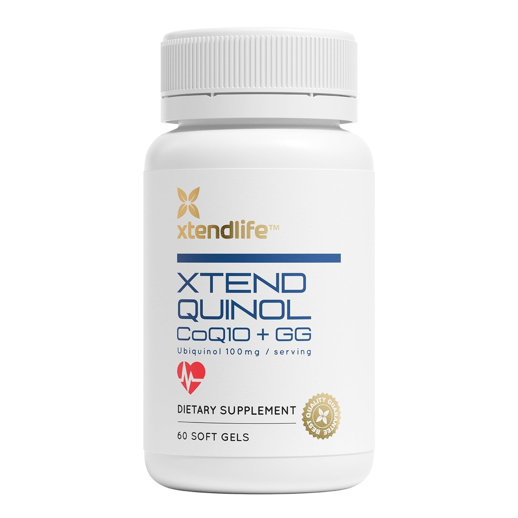 Xtendlife Xtend-Quinol CoQ10 Supplement for Heart Health, Cellular Energy, and Aging Health - Ubiquinol and GG for CoEnzyme Q10 Production - 60 Day Supply