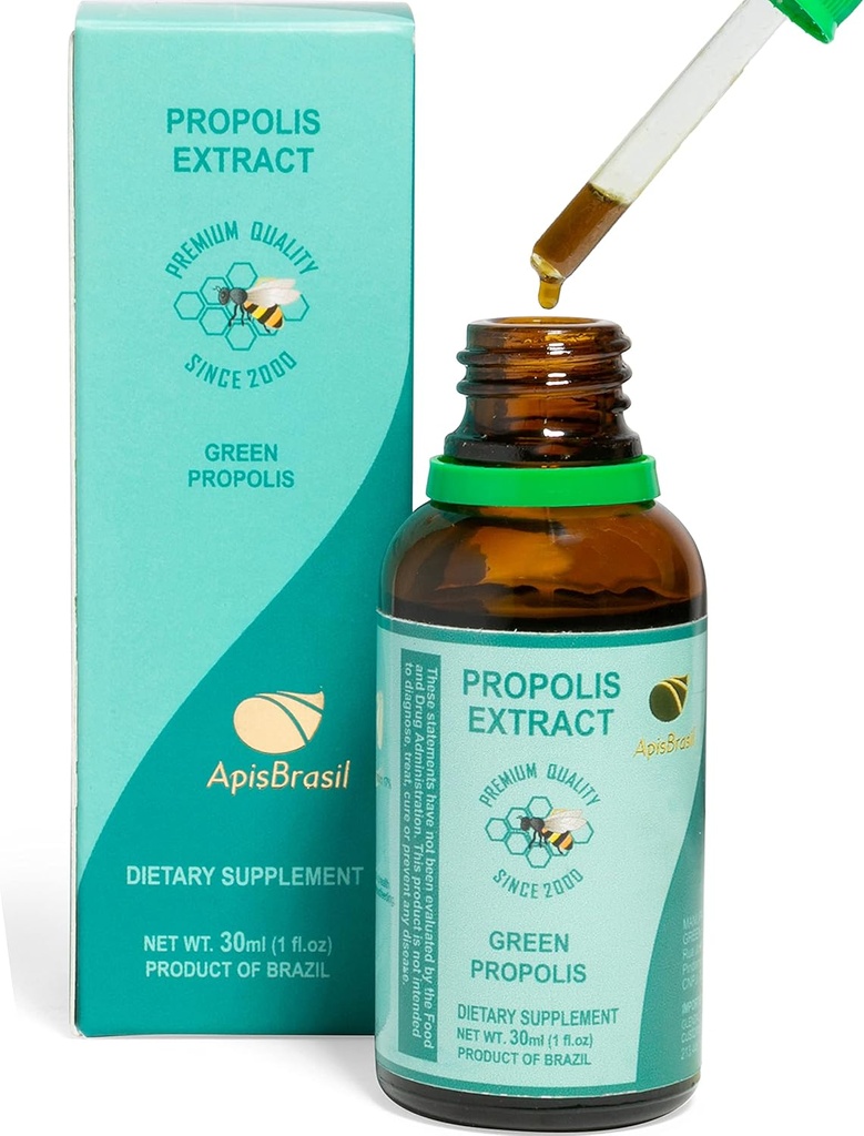 Brasiliansk Green Bee Propolis Liquid Extract (30ml) - Naturlig immunforsvar - Antioxidant - Pakning med 1 stk.