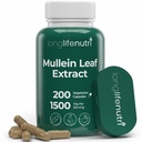LongLifeNutri Mullein Leaf 1500mg 10:1 Extract - 200 Vegetarian Capsules, from Organic Mullein Leaf Powder, Herbal Supplement for Respiratory Care, 2-Month Supply, Non-GMO, GMP Certified, Made in USA