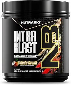 NutraBio Intra Blast Bcaa Powder Aminosyretilskud, Elektrolyte & Hydration Blend, Intra, Pre Workout & Muscle Recovery, 20g Eaa Aminosyrepulver, 5g Glutamine- New York Punch, 30 Servering