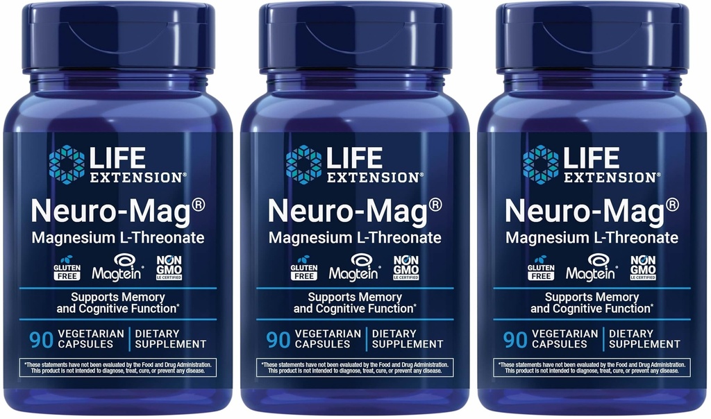 Life Extension Neuro- mag Magnesium L- threonat, 90 Greve (pakning med 3)