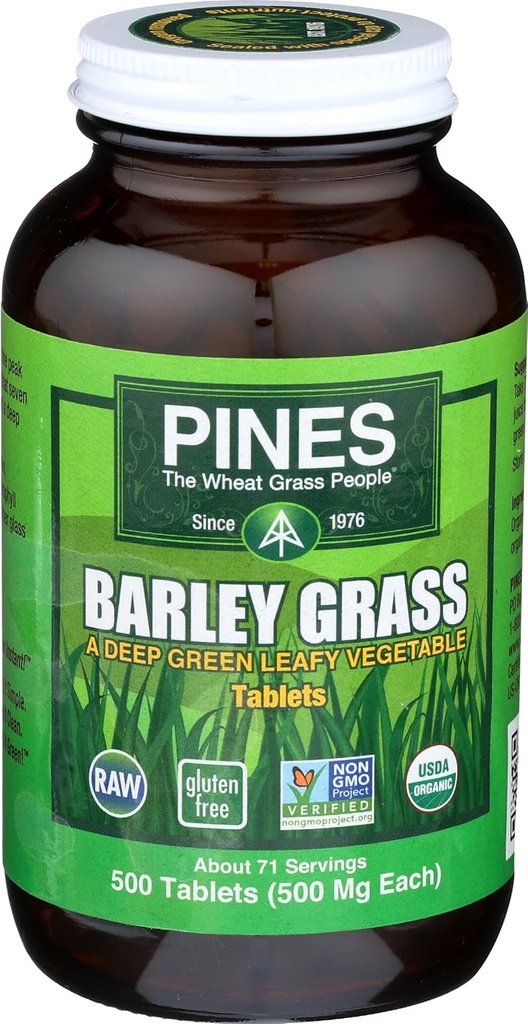 Pines Organic Barley Grass, 500 mg, 500 Count Tablets