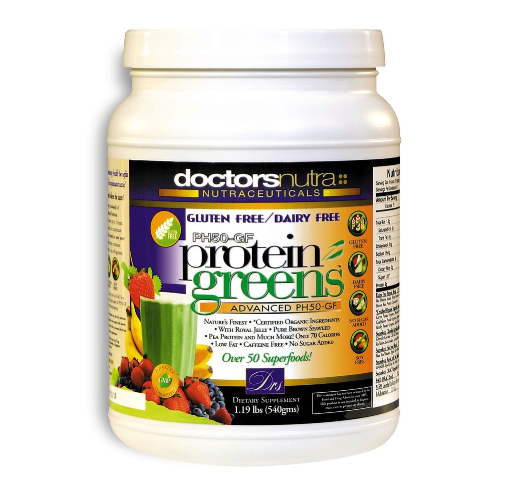 PH50 Protein Greens Plant-Based All Natural no Gluten Non-Dairy Vegetable Pea Rice Protein Vanilla Flavor 1.19 pounds 50 Superfoods with Digestive Enzymes