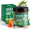 Soursop Capsules – 24-in-1 Soursop Bitters & Herbal Soursop Supplement with Sea Moss, Moringa, Rhodiola Rosea, Shilajit & Ashwagandha for Gut Support,Energy,Immune & Digestive Support,Non-GMO,Organic