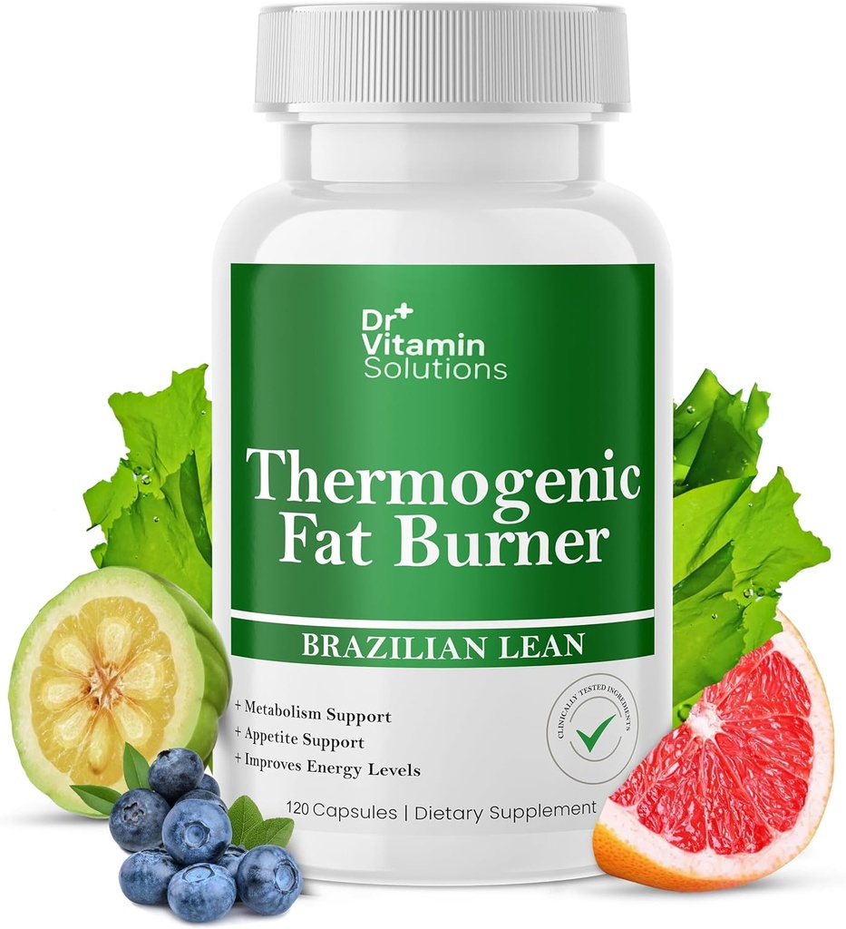 DRA VITAMIN LØSNINGER Termogen Fat Burner Brasiliansk Lean, vægttab vitaminer, waist trimmer & Kosttilskud til Bloating (1 flaske, 120 kapsler)