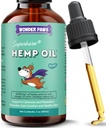 WONDER PAWS Økologisk Hamp Olie til Hunde - 9.000 mg Hamp Olie med Alaska Salmon Oil & Omega 3 Fedtsyrer - Hamp til Kæledyr, Fælles Sundhed, Angst Relief, Calming, Hud & Immun - 60 ml Hamp Oliedråber