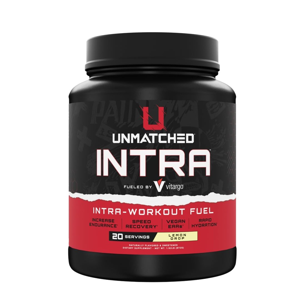 Unmatched Intra Workout Powder | Carbohydrate, Electrolyte, L-Glutamine, & Vegan EAA Mix | for Hydration & Endurance | Natural Flavors & Sweeteners | 20 Servings (Lemon Drop)