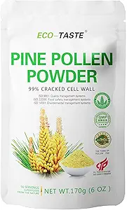 ECO-TASTE Pine Pollen Powder 6 Ounce, Wild Hartered - Pinus Tabuliformis Budd99% Cracked Cell Wall