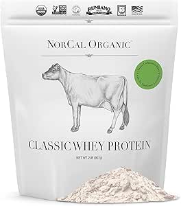 NorCal Organic - Classic Whey Protein - 100% Grass- Fed og Grass- Færdig - UNFLAVORED - Lecithin-Free - 2lb Bulk