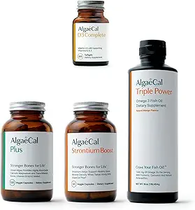 ALGAECAL Ultimate Bone Bundle - D3 Complete (1000 IE) + K2, E-vitamin, vitamin A & Plant- baseret Calcium til øget Knogletæthed & Omega 3 Fiskeolie med 1200mg EPA DHA