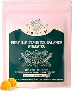 Premium Feminin Balance Gummies, Immunstøtte, Vegan, Gluten- Free, Hawaiian Pineapple, for Women 's Health & Wellness, 60 Gummies - 30 Servere (1)